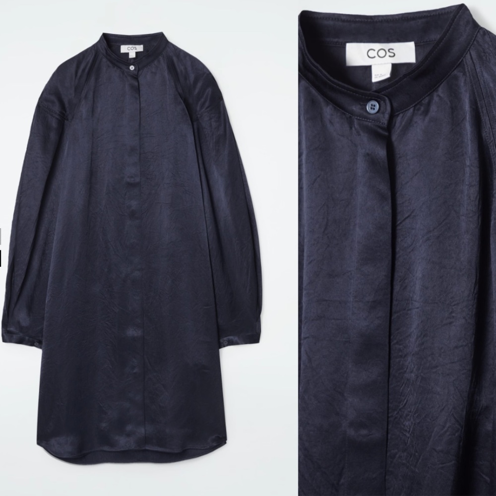 Cos Satin Midnight Blue Dress